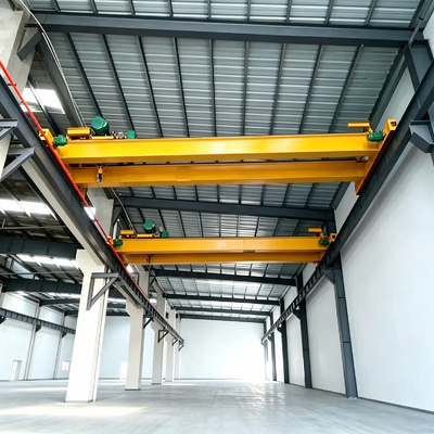 14t energy‑saving compact layout impact resistance Double Girder Overhead Crane for spare accessory hoisting industrial warehouse material loading work