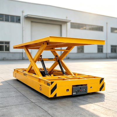 Rubber Wheeled Lifting Platform Cart Wireless Remote Control Hydraulic Elevating Trolley For Warehouse Cargo Handling